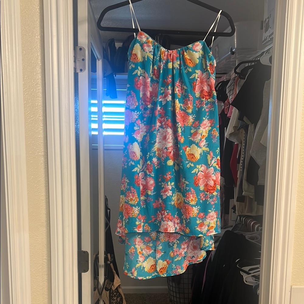 Floral Teal Sleeveless Dress